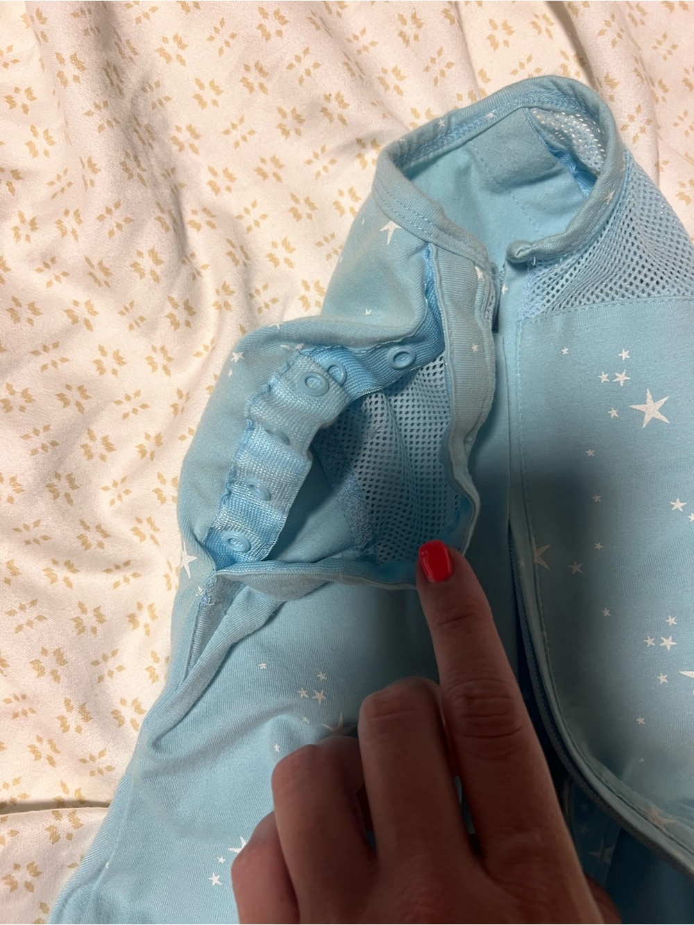 Happiest baby, Sleepea swaddle Light Blue Star-Print size small - Picture 4 of 6